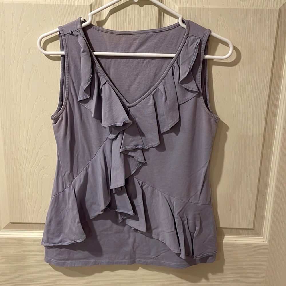 Garnet Hill ruffled sleeveless tank.  Size small.  Lavender.